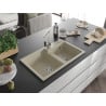 Mexen Tomas Granitspüle mit 2 Becken und Küchenarmatur Rita, beige - 6516-69-670300-00