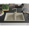Mexen Tomas Granitspüle 2-Kammern mit Küchenarmatur Rita, beige - 6516-69-670300-69