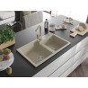 Mexen Tomas Granitspüle 2-Kammern mit Küchenarmatur Rita, beige - 6516-69-670300-69