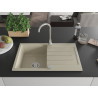 Mexen Bruno Granitspüle 1-beckig mit Abtropffläche und Küchenarmatur Telma, beige - 6513-69-670200-00