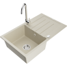 Mexen Bruno Granitspüle 1-Becken mit Abtropffläche und Küchenarmatur Telma, beige - 6513-69-670200-00