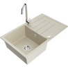 Mexen Bruno Granitspüle 1-beckig mit Abtropffläche und Küchenarmatur Telma, beige - 6513-69-670200-00