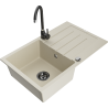 Mexen Bruno Granitspüle 1-Becken mit Abtropffläche und Küchenarmatur Telma, beige - 6513-69-670200-70