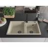 Mexen Tomas Granitspüle mit 2 Becken und Küchenarmatur Rita, beige - 6516-69-670300-70