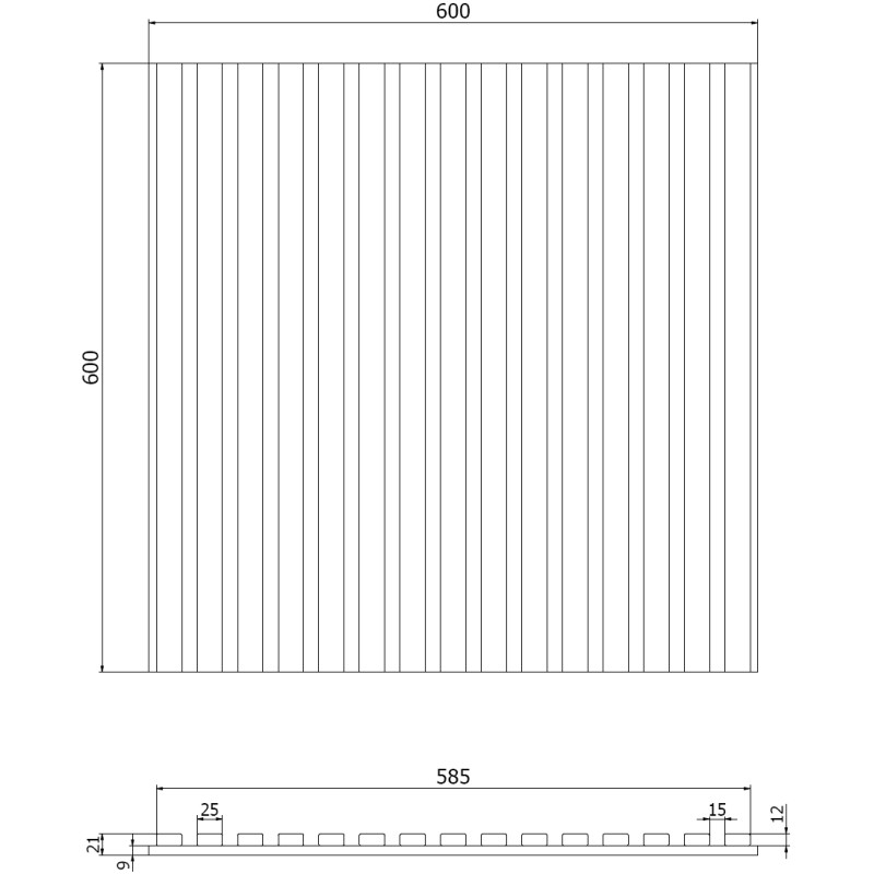 Mexen Linea 15 akustische Wandpaneele 60 x 60 cm (4 Stück), Filz 9 mm, technisches Furnier, Eiche Classic - S110-60607-15-041