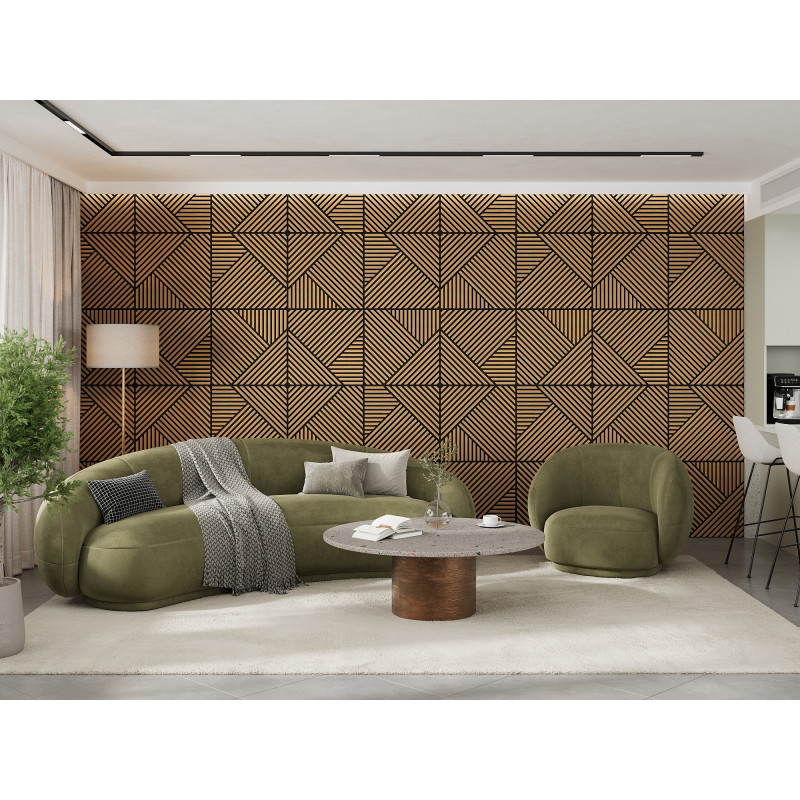 Mexen Linea 25 Akustik-Wandpaneel 60 x 60 cm (4 Stk.), Filz 9 mm, technisches Furnier, Eiche Classic - S110-60607-25-041