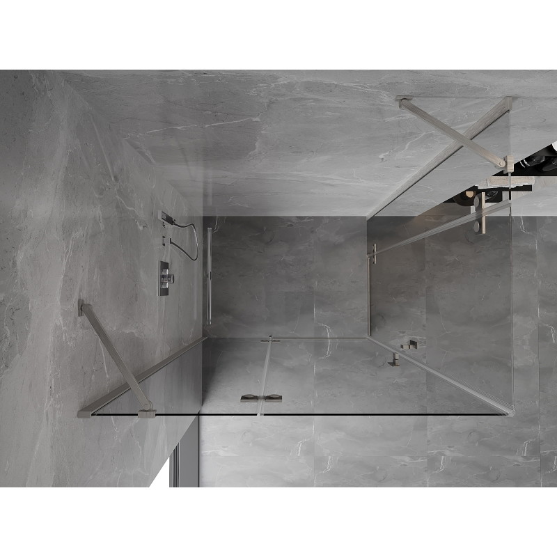 Mexen Mist-H Duo Duschkabine, schwenkbar, links 80 x 70 cm, transparent, gebürsteter Nickel - 8A5-080L-070P-97-00
