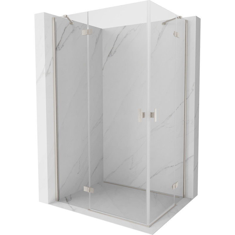 Mexen Mist-H Duo Duschkabine links öffnend 90 x 70 cm, transparent, gebürstetes Nickel - 8A5-090L-070P-97-00