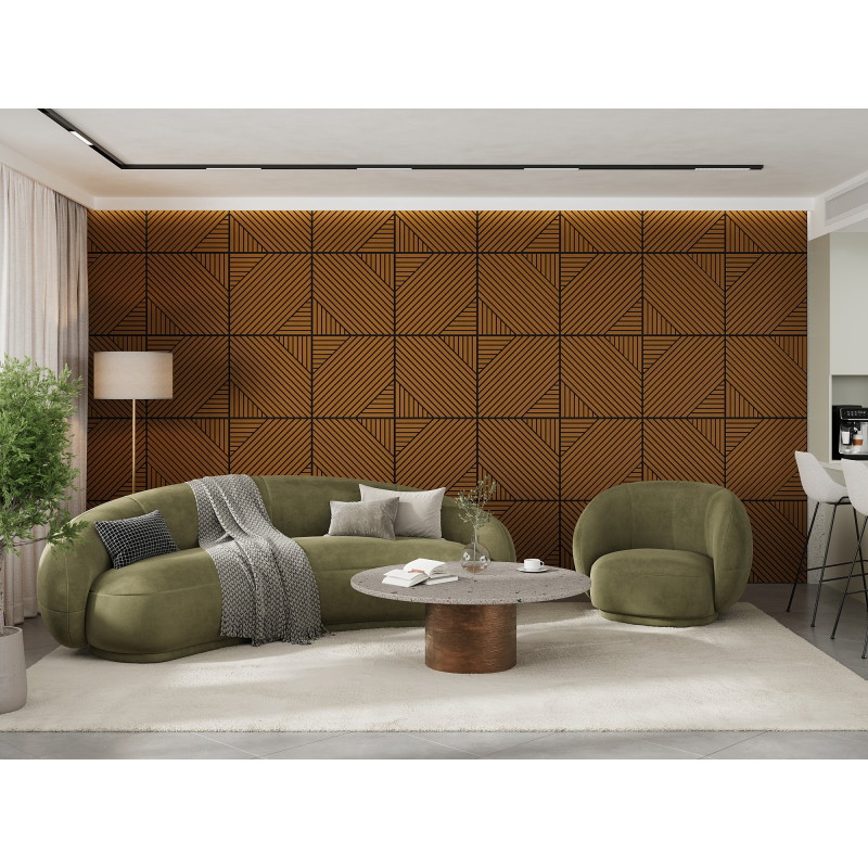 Mexen Linea 26 Akustische Wandpaneele 60 x 60 cm (4 Stück), Filz 9 mm, technisches Furnier, Natur Eiche - S110-60607-26-042