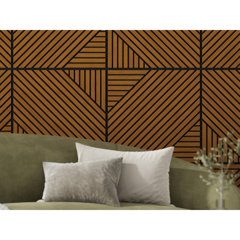Mexen Linea 26 Akustische Wandpaneele 60 x 60 cm (4 Stück), Filz 9 mm, technisches Furnier, Natur Eiche - S110-60607-26-042