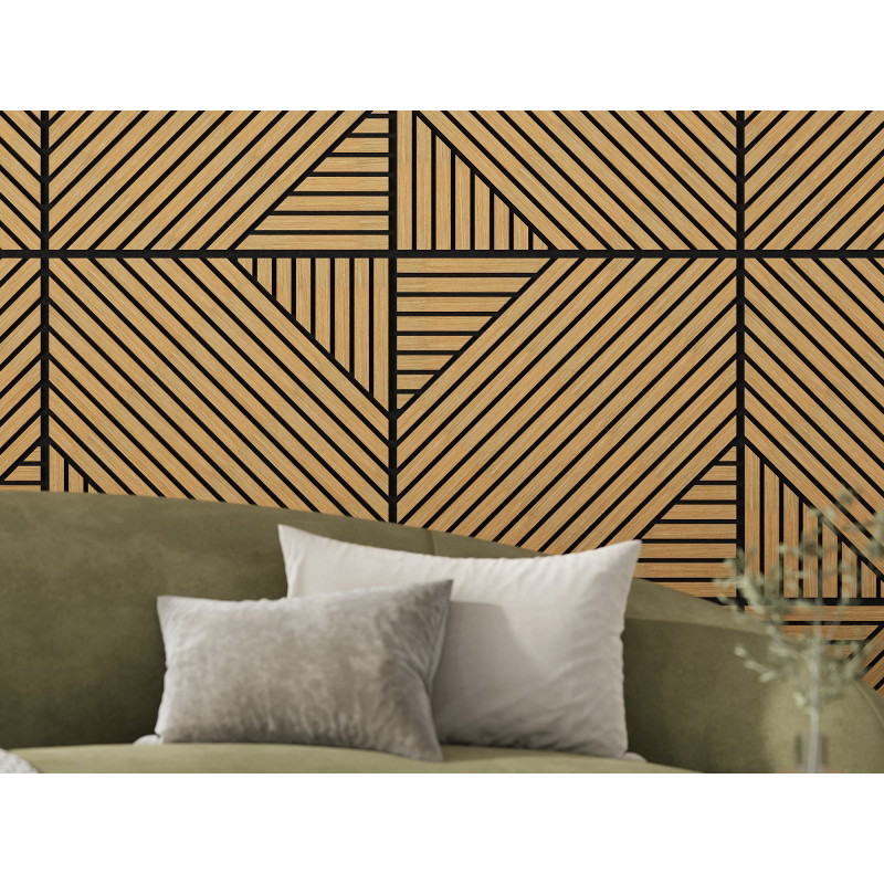 Mexen Linea 26 akustische Wandplatte 60 x 60 cm (4 Stück), Filz 9 mm, technisches Furnier, Eiche Classic - S110-60607-26-041