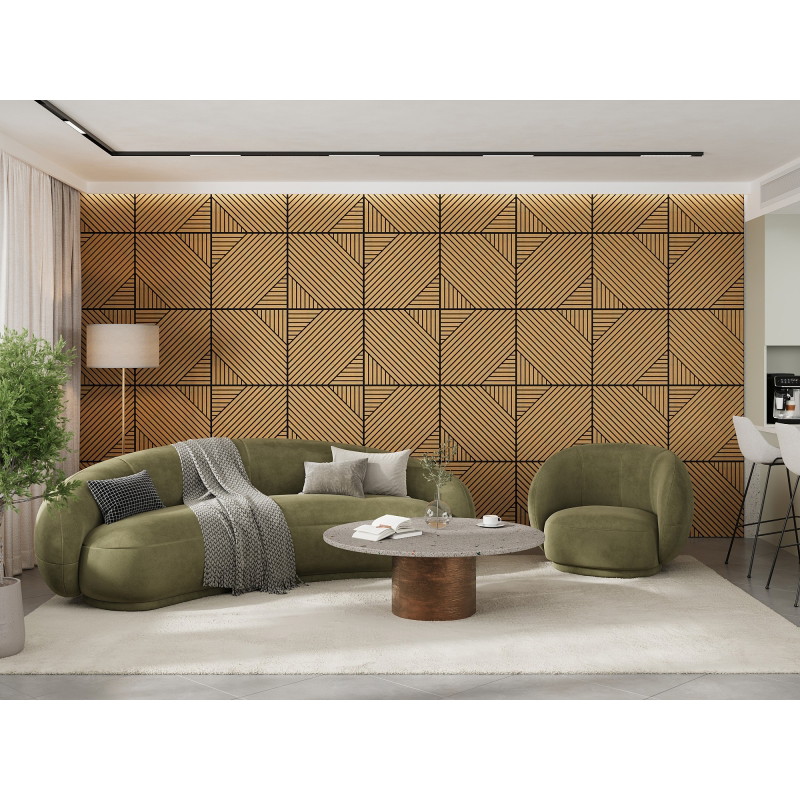Mexen Linea 26 akustische Wandplatte 60 x 60 cm (4 Stück), Filz 9 mm, technisches Furnier, Eiche Classic - S110-60607-26-041