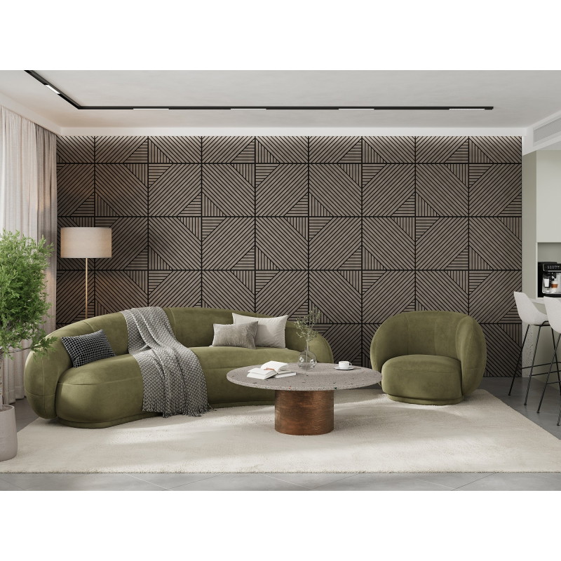 Mexen Linea 26 Akustische Wandplatte 60 x 60 cm (4 Stück), Filz 9 mm, technisches Furnier, Graue Eiche - S110-60607-26-043