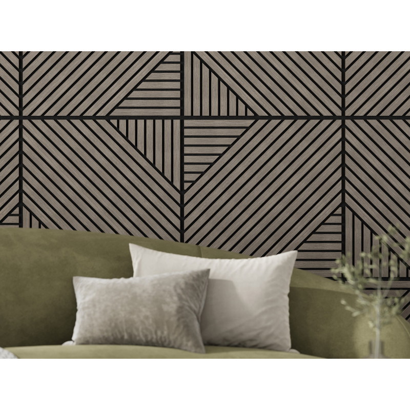 Mexen Linea 26 Akustische Wandplatte 60 x 60 cm (4 Stück), Filz 9 mm, technisches Furnier, Graue Eiche - S110-60607-26-043