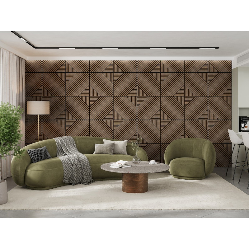 Mexen Linea 26 Akustik-Wandpaneel 60 x 60 cm (4 Stk.), Filz 9 mm, technisches Furnier, Dunkle Walnuss - S110-60607-26-044