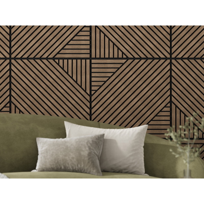 Mexen Linea 26 Akustik-Wandpaneel 60 x 60 cm (4 Stk.), Filz 9 mm, technisches Furnier, Dunkle Walnuss - S110-60607-26-044