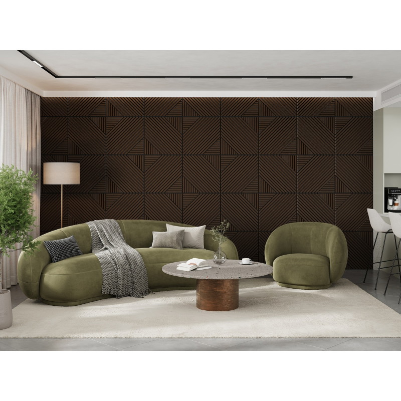 Mexen Linea 26 Akustik-Wandpaneel 60 x 60 cm (4 Stk.), Filz 9 mm, technisches Furnier, Mocca-Eiche - S110-60607-26-045