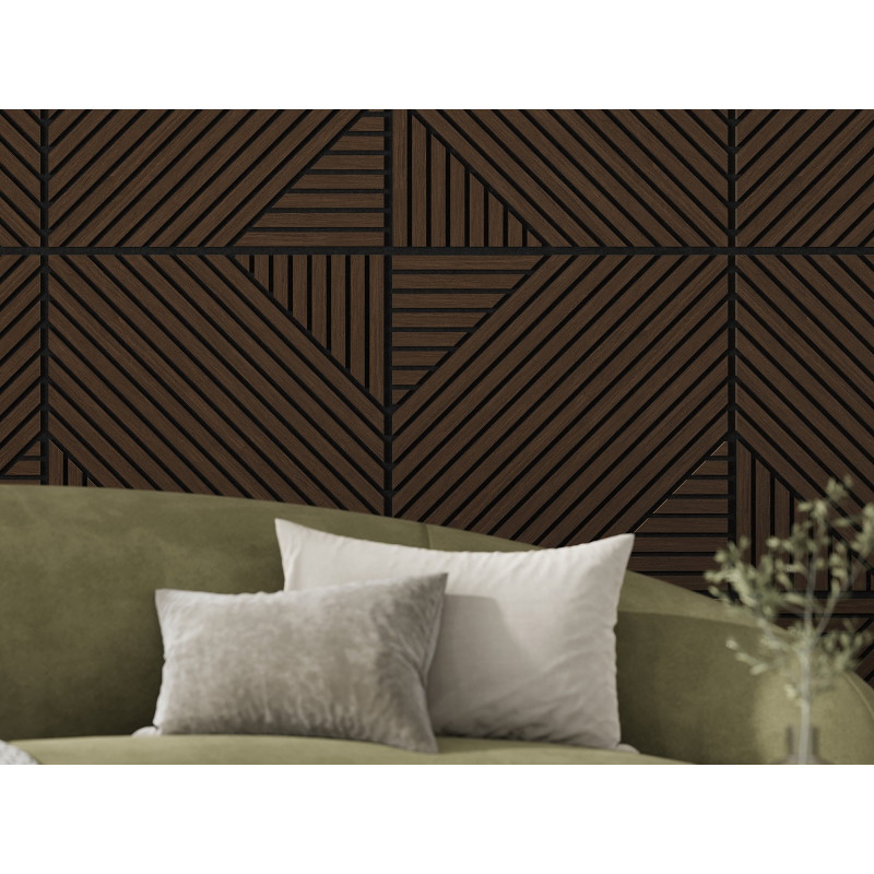 Mexen Linea 26 Akustik-Wandpaneel 60 x 60 cm (4 Stk.), Filz 9 mm, technisches Furnier, Mocca-Eiche - S110-60607-26-045