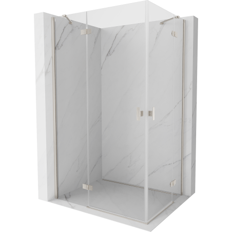 Mexen Mist-H Duo Duschkabine links öffnend 90 x 75 cm, transparent, gebürstetes Nickel - 8A5-090L-075P-97-00