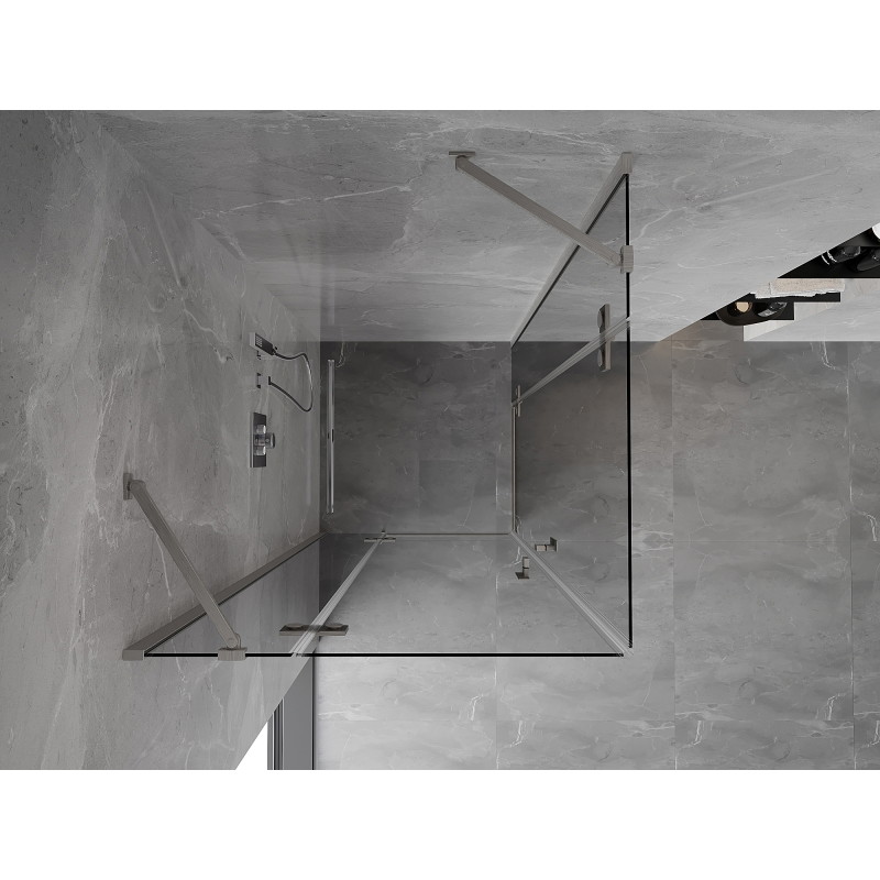 Mexen Mist-H Duo-Duschkabine schwenkbar 80 x 80 cm, transparent, gebürstetes Nickel - 8A5-080L-080P-97-00