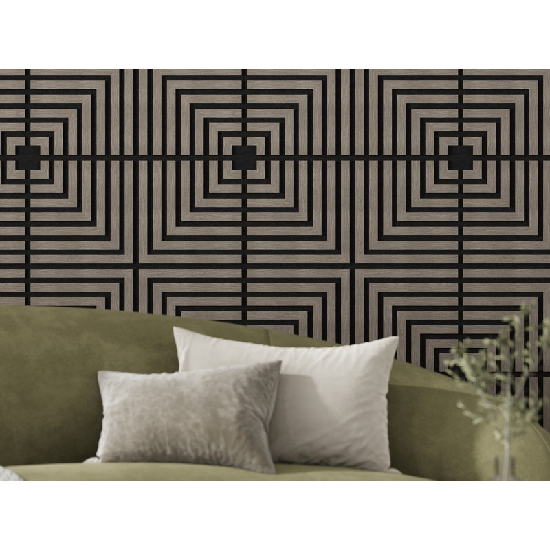 Mexen Linea 02 akustisches Wandpaneel 60 x 60 cm (4 Stk.), Filz 9 mm, technisches Furnier, Graueiche - S110-60607-02-043