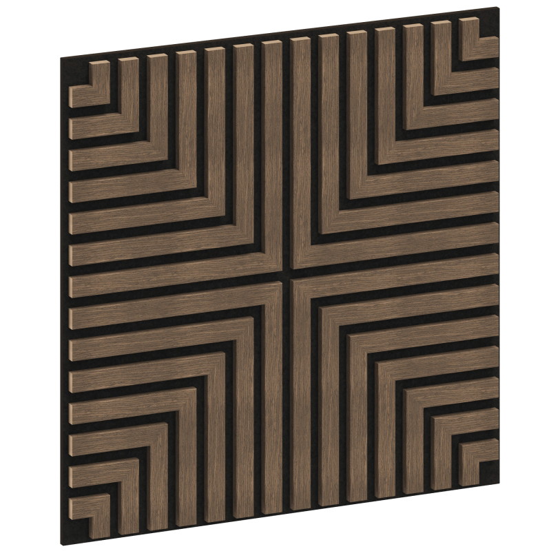 Mexen Linea 02 Akustik-Wandpaneel 60 x 60 cm (4 Stück), Filz 9 mm, Technisches Furnier, Dunkle Walnuss - S110-60607-02-044