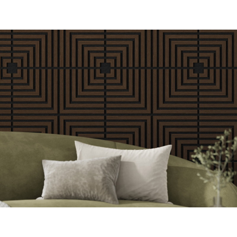 Mexen Linea 02 Akustik-Wandpaneel 60 x 60 cm (4 Stk.), Filz 9 mm, technisches Furnier, Mocca-Eiche - S110-60607-02-045