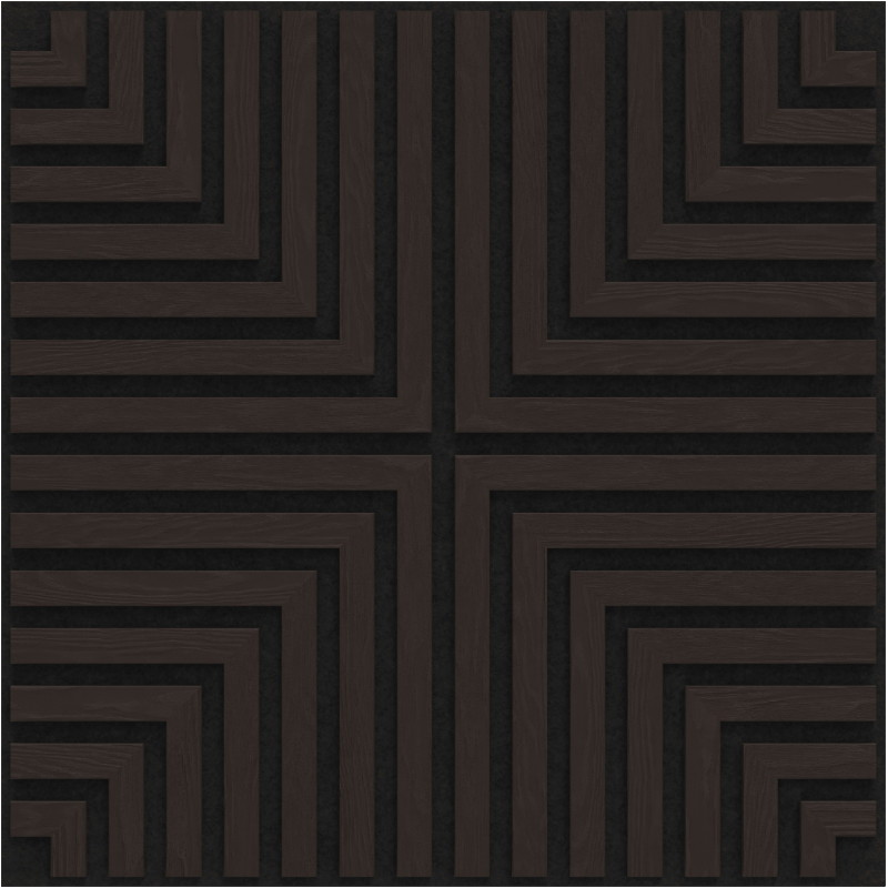 Mexen Linea 02 akustische Wandpaneele 60 x 60 cm (4Stk.), Filz 9 mm, technisches Furnier, Schwarze Eiche - S110-60607-02-046