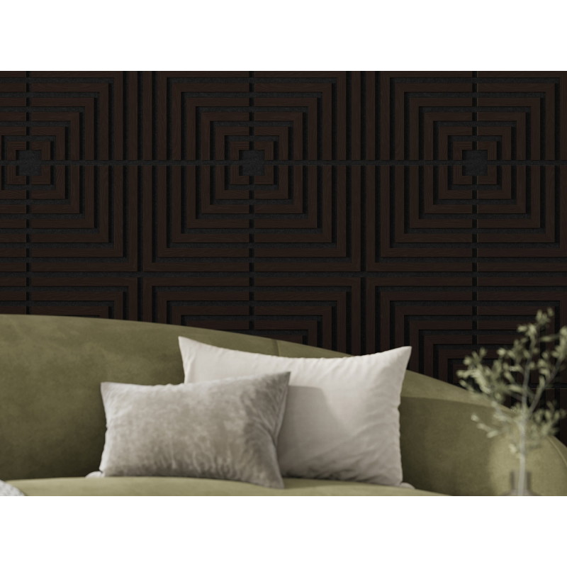 Mexen Linea 02 akustische Wandpaneele 60 x 60 cm (4Stk.), Filz 9 mm, technisches Furnier, Schwarze Eiche - S110-60607-02-046