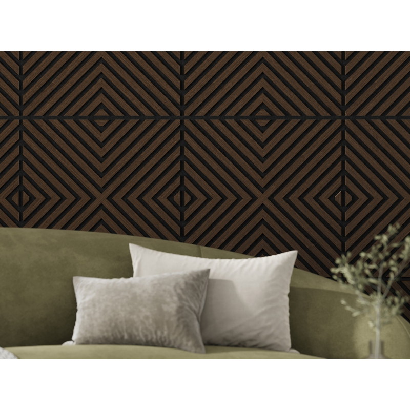 Mexen Linea 01 Akustik-Wandpaneel 60 x 60 cm (4 Stück), Filz 9 mm, technisches Furnier, Mokkas Eiche - S110-60607-01-045