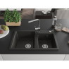Mexen Tomas Granitspüle 2-Kammer mit Küchenarmatur Rita, schwarz/goldmetallic - 6516-75-670300-00