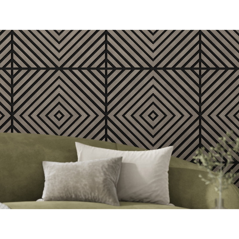Mexen Linea 03 Akustik-Wandpaneel 60 x 60 cm (4 Stk.), Filz 9 mm, technisches Furnier, Graue Eiche - S110-60607-03-043