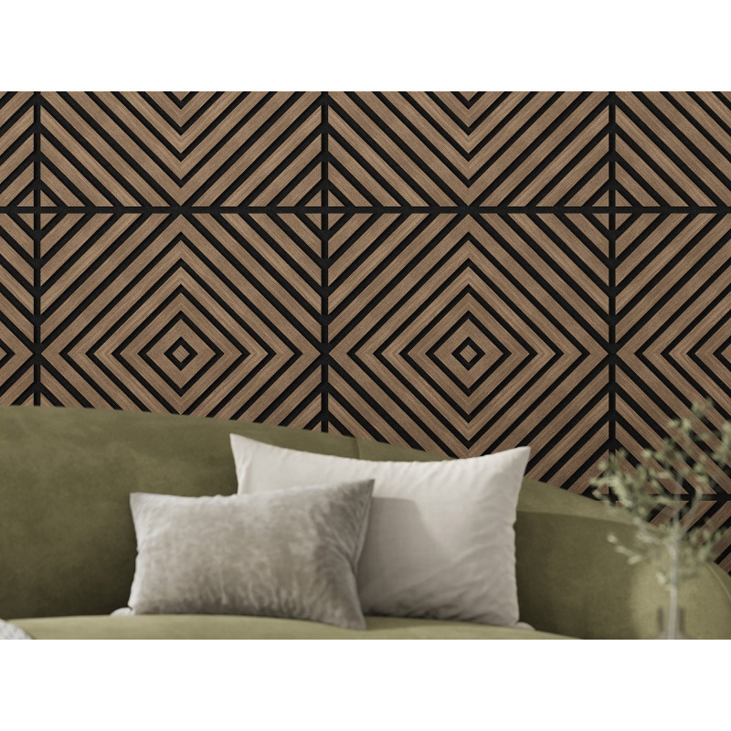 Mexen Linea 03 Akustik-Wandpaneel 60 x 60 cm (4Stk.), Filz 9 mm, technisches Furnier, Dunkle Nuss - S110-60607-03-044
