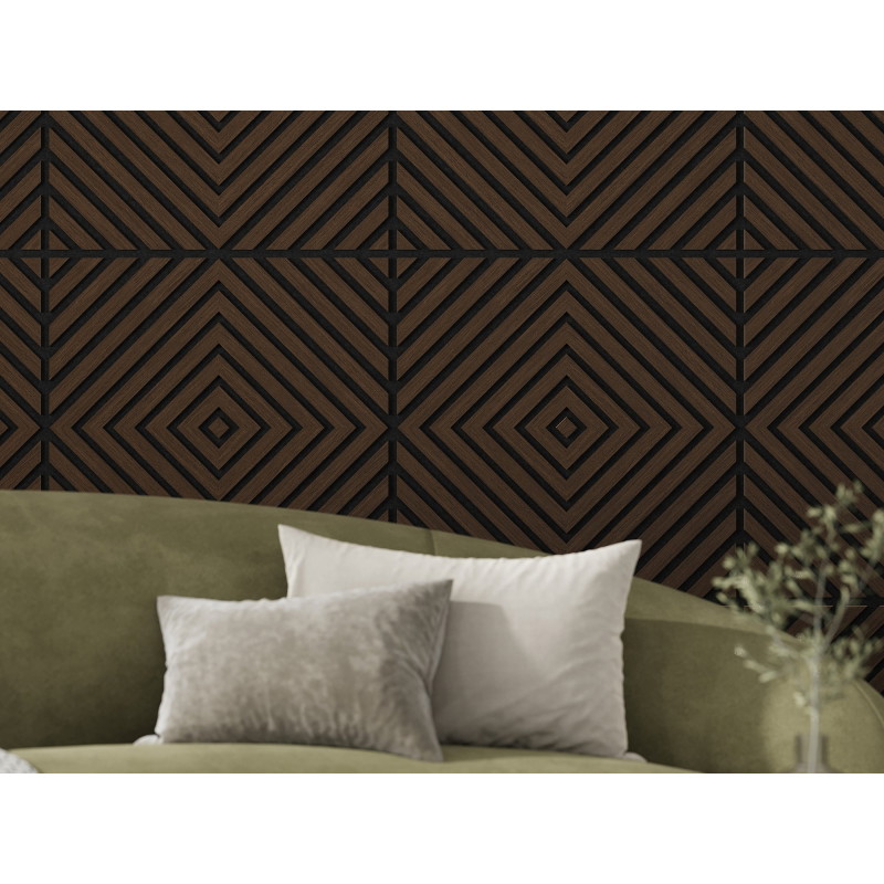 Mexen Linea 03 Akustische Wandverkleidung 60 x 60 cm (4 Stück), Filz 9 mm, technisches Furnier, Mocca-Eiche - S110-60607-03-045