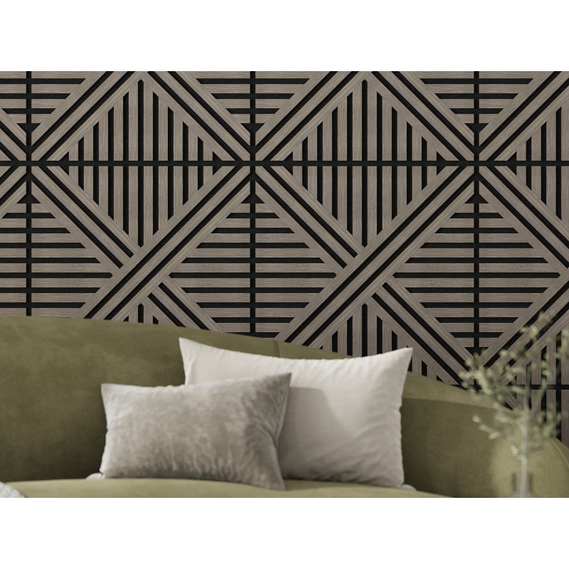 Mexen Linea 05 Akustik-Wandpaneel 60 x 60 cm (4 Stück), Filz 9 mm, technisches Furnier, Graue Eiche - S110-60607-05-043