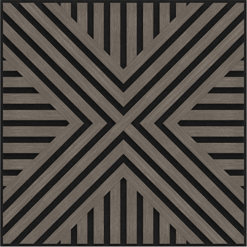 Mexen Linea 06 Akustik-Wandpaneel 60 x 60 cm (4 Stk.), Filz 9 mm, technisches Furnier, Graue Eiche - S110-60607-06-043