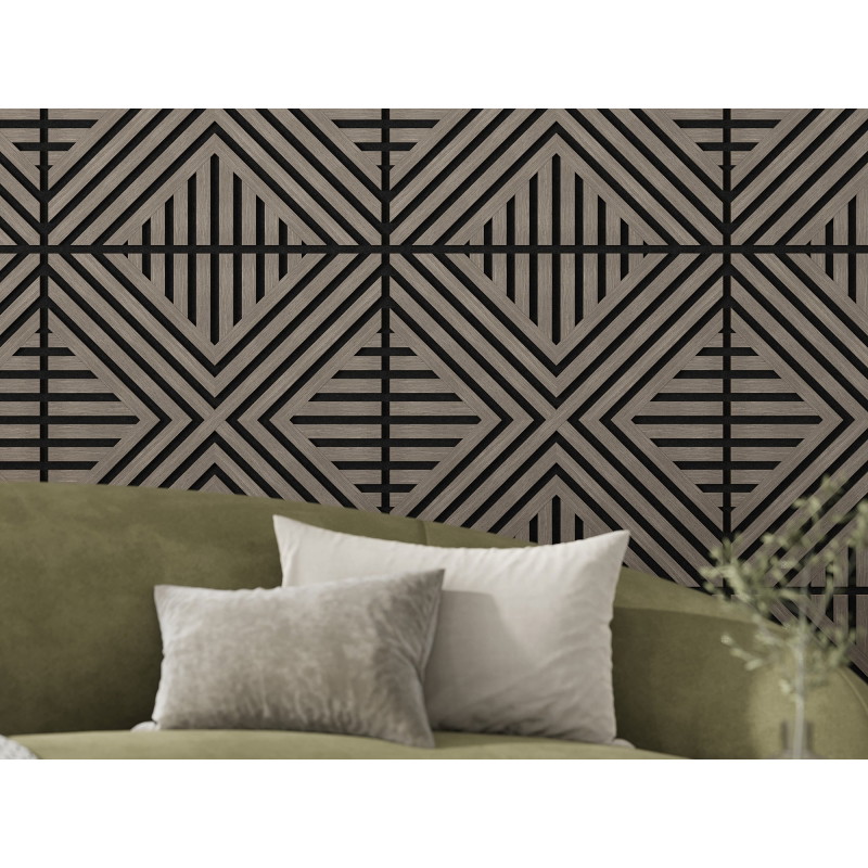 Mexen Linea 06 Akustik-Wandpaneel 60 x 60 cm (4 Stk.), Filz 9 mm, technisches Furnier, Graue Eiche - S110-60607-06-043