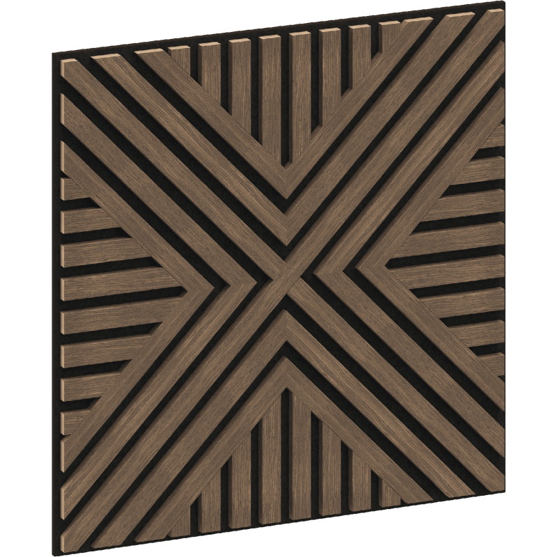 Mexen Linea 06 Akustik-Wandpaneel 60 x 60 cm (4 Stück), Filz 9 mm, technisches Furnier, Dunkle Nuss - S110-60607-06-044