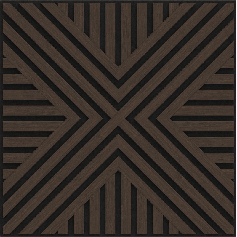 Mexen Linea 06 Akustik-Wandpaneel 60 x 60 cm (4 Stück), Filz 9 mm, technisches Furnier, Mocca-Eiche - S110-60607-06-045