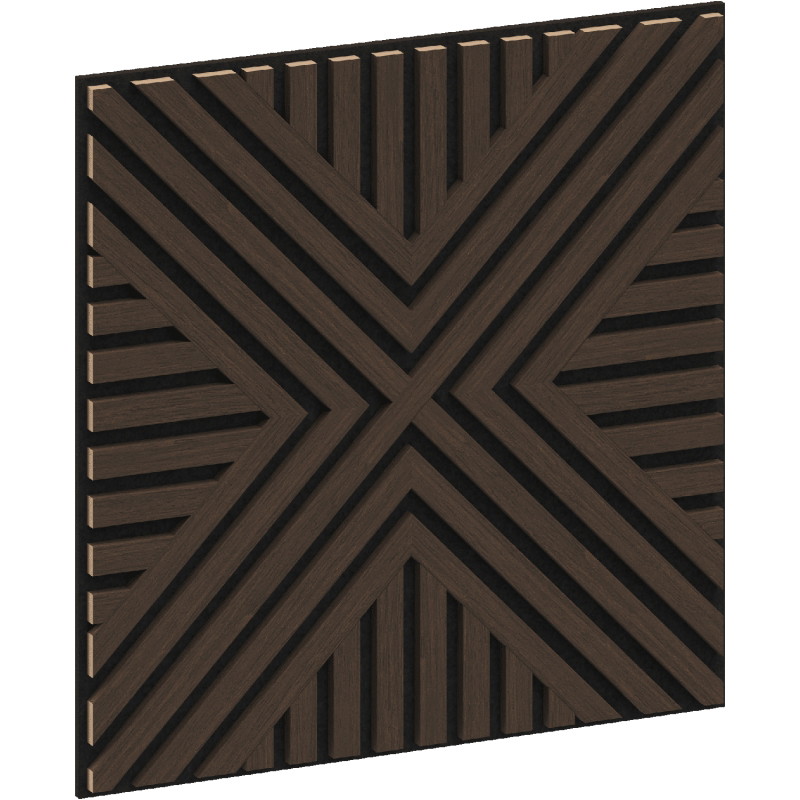 Mexen Linea 06 Akustik-Wandpaneel 60 x 60 cm (4 Stück), Filz 9 mm, technisches Furnier, Mocca-Eiche - S110-60607-06-045