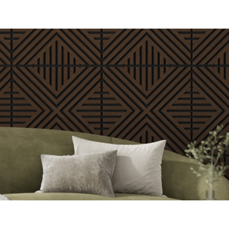 Mexen Linea 06 Akustik-Wandpaneel 60 x 60 cm (4 Stück), Filz 9 mm, technisches Furnier, Mocca-Eiche - S110-60607-06-045