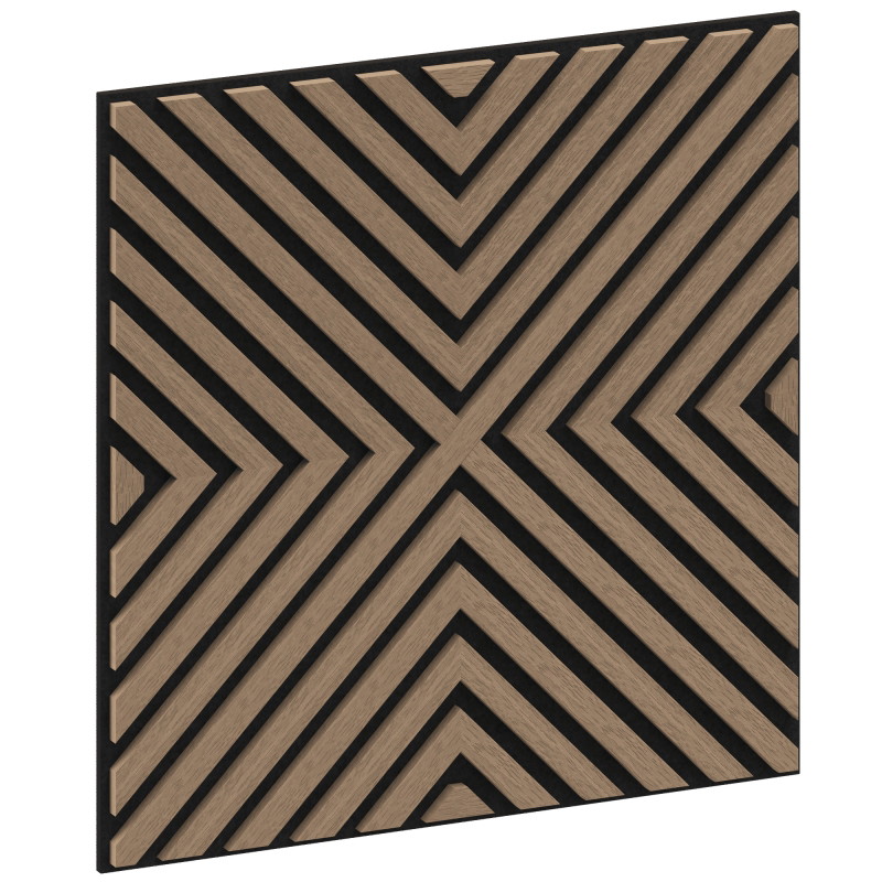 Mexen Linea 01 Akustik-Wandpaneel 60 x 60 cm (4 Stk.), Filz 9 mm, Technisches Furnier, Helle Walnuss - S110-60607-01-047