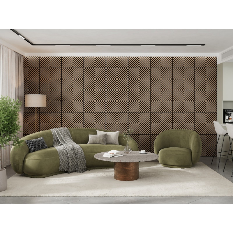 Mexen Linea 01 Akustik-Wandpaneel 60 x 60 cm (4 Stk.), Filz 9 mm, Technisches Furnier, Helle Walnuss - S110-60607-01-047