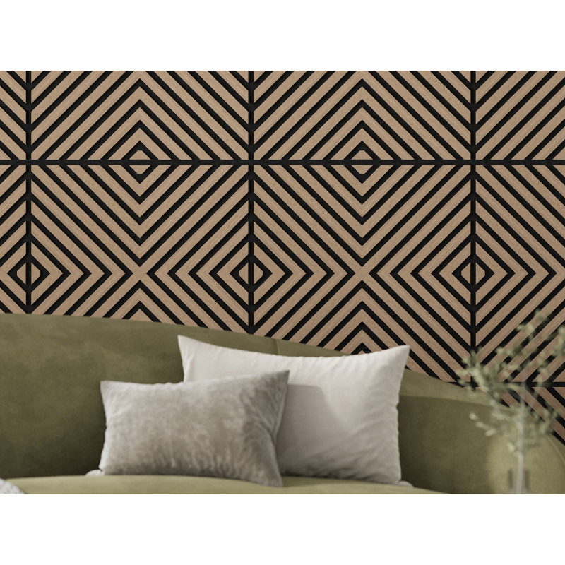 Mexen Linea 01 Akustik-Wandpaneel 60 x 60 cm (4 Stk.), Filz 9 mm, Technisches Furnier, Helle Walnuss - S110-60607-01-047