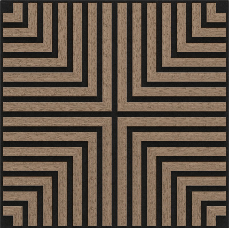 Mexen Linea 02 akustisches Wandpaneel 60 x 60 cm (4 Stk.), Filz 9 mm, technisches Furnier, Helles Nussbaumholz