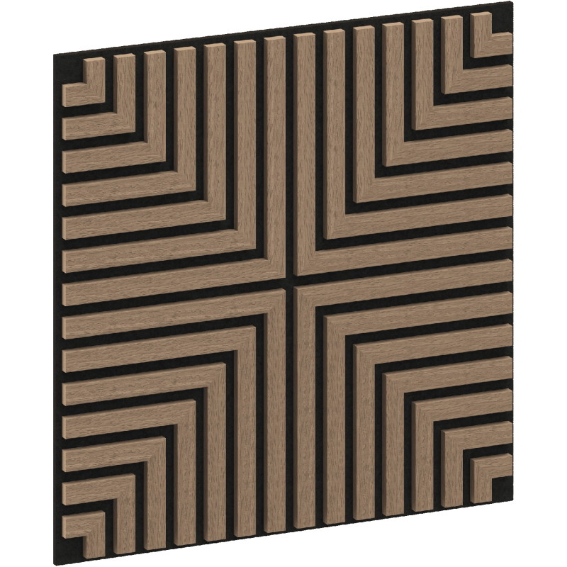 Mexen Linea 02 akustisches Wandpaneel 60 x 60 cm (4 Stk.), Filz 9 mm, technisches Furnier, Helles Nussbaumholz