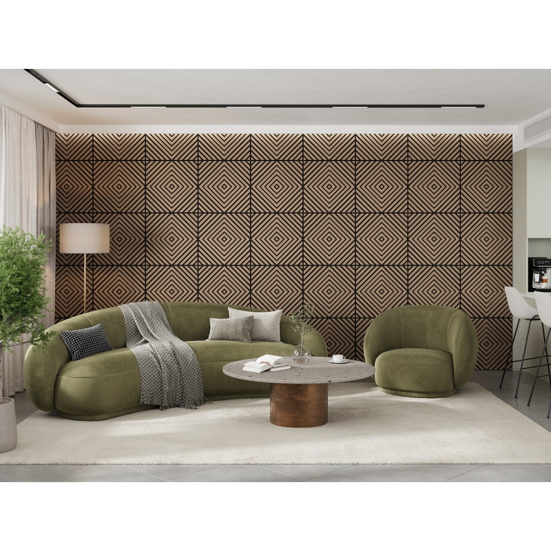 Mexen Linea 03 Akustikwandpaneel 60 x 60 cm (4 Stk.), Filz 9 mm, technisches Furnier, Helles Nussbaum - S110-60607-03-047