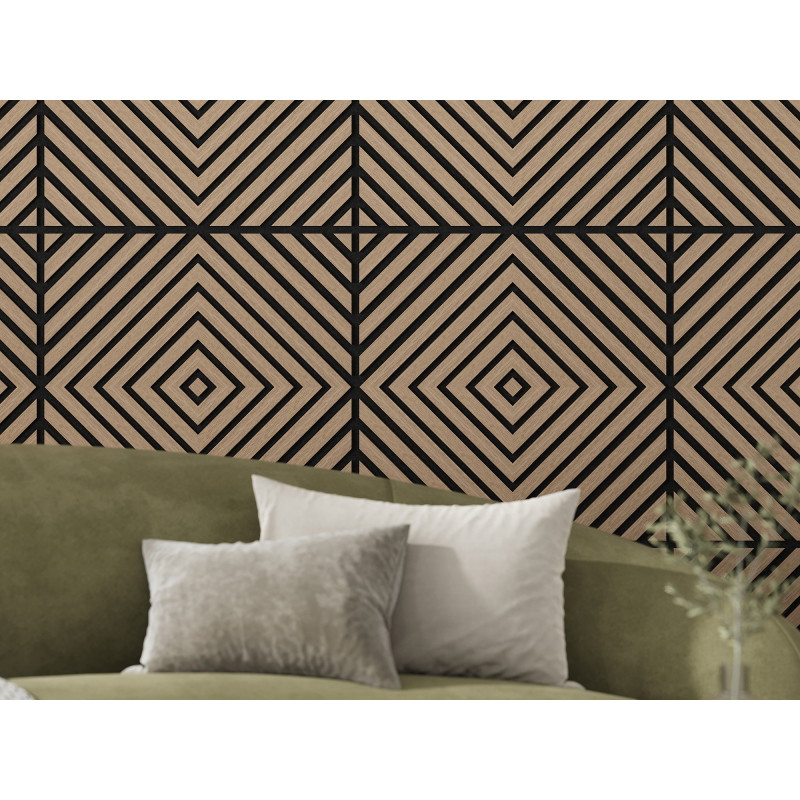Mexen Linea 03 Akustikwandpaneel 60 x 60 cm (4 Stk.), Filz 9 mm, technisches Furnier, Helles Nussbaum - S110-60607-03-047