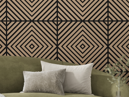 Mexen Linea 03 Akustikwandpaneel 60 x 60 cm (4 Stk.), Filz 9 mm, technisches Furnier, Helles Nussbaum - S110-60607-03-047