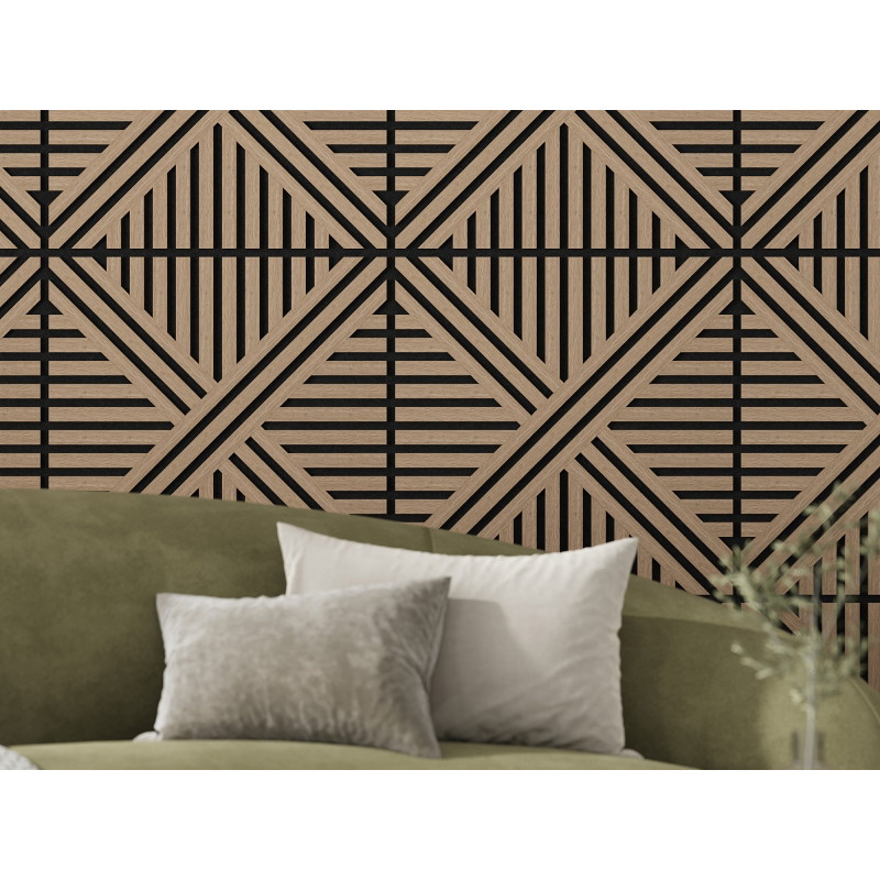Mexen Linea 05 Akustisches Wandpaneel 60 x 60 cm (4 Stück), Filz 9 mm, technisches Furnier, Hellwalnuss - S110-60607-05-047